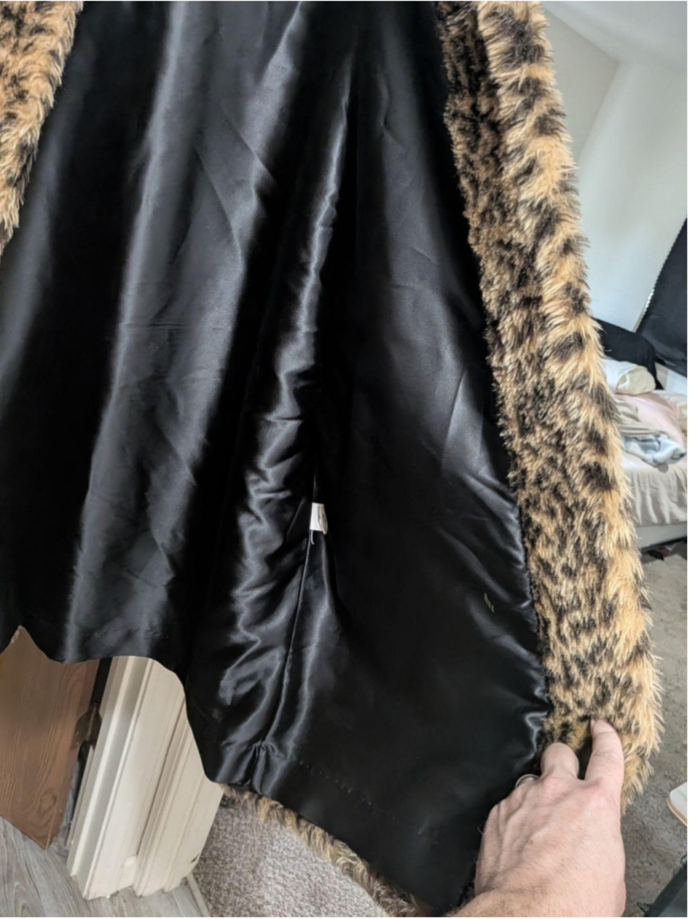 1960s Vintage Monterey Fashions Faux Fur Coat Womens Brown Animal Print USA Long - Picture 4 of 9